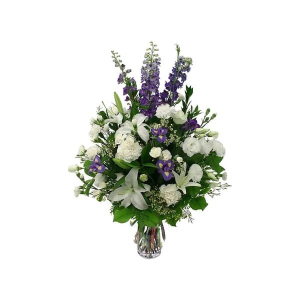 Luxury White Rose Christmas arrangement in vase - Perfect for decoration 7 White and Purple Flower Bouquet – Elegant and Vibrant Floral Arrangement